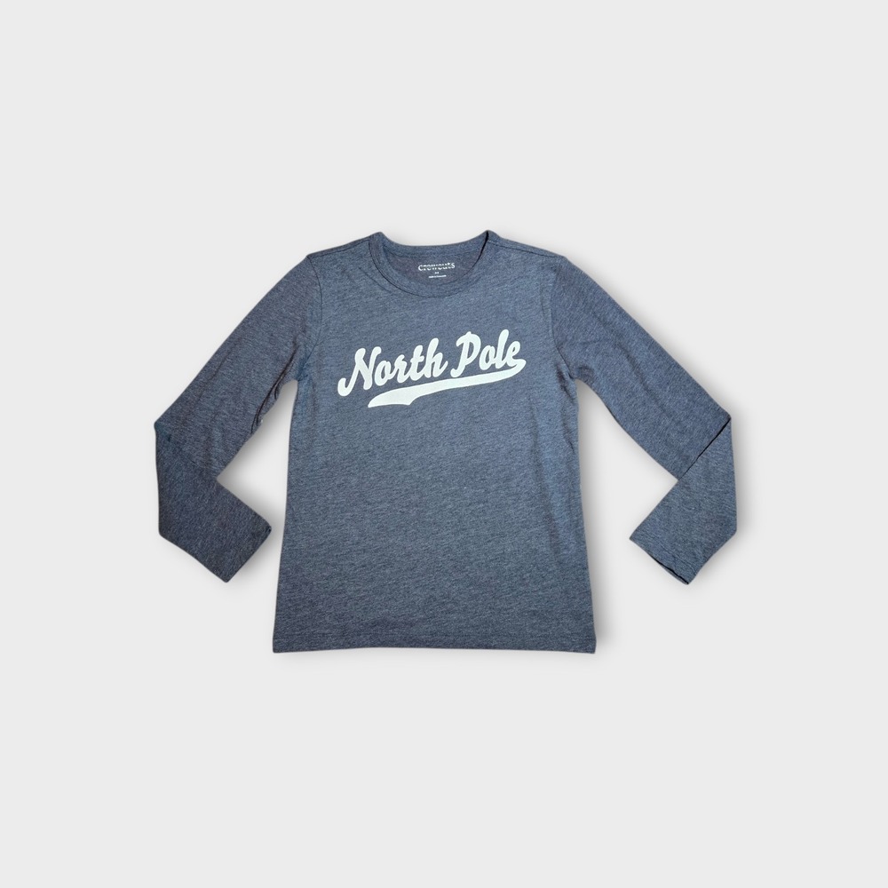 J Crew Crewcuts Graphic T-Shirt North Pole Sz M 8-9 Gray